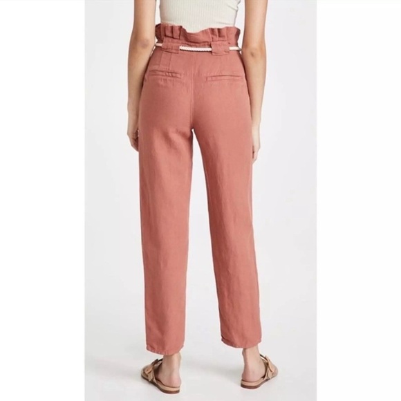 Veronica Beard Karter Paperbag Linen Blend Casual Crop Pants - Picture 4 of 14